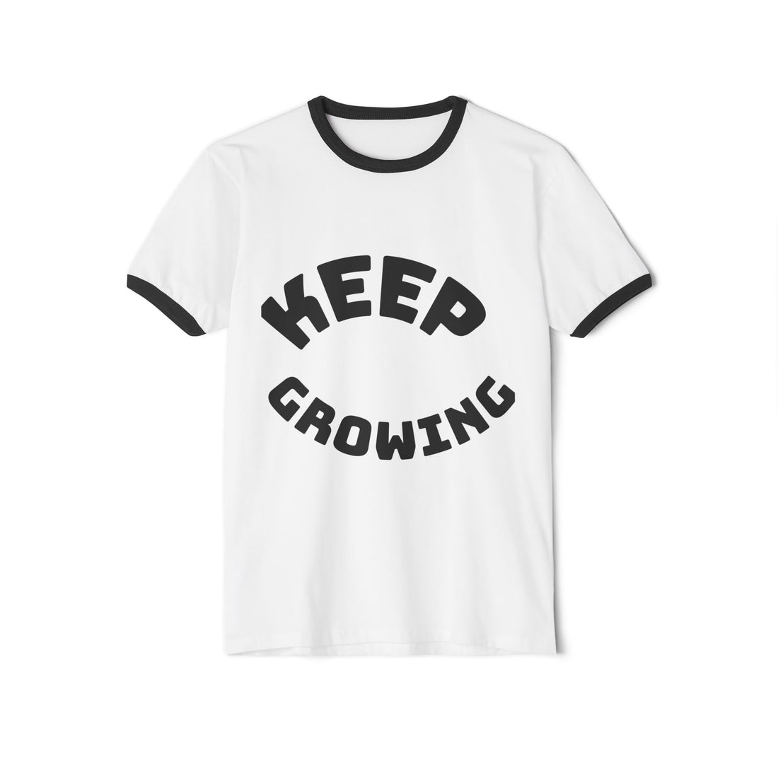 Keep Growing Unisex Cotton Ringer T-Shirt, Motivational Tee, Casual Wear, Gift for Nature Lovers, Inspirational Apparel