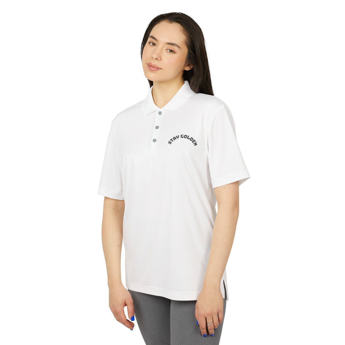 Performance Polo Shirt - Stay Golden | Unisex Athletic Wear, Sports Top, Activewear, Gift for Him, Golf Shirt
