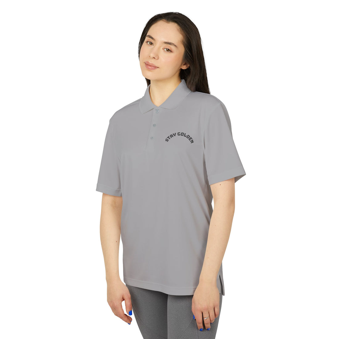 Performance Polo Shirt - Stay Golden | Unisex Athletic Wear, Sports Top, Activewear, Gift for Him, Golf Shirt