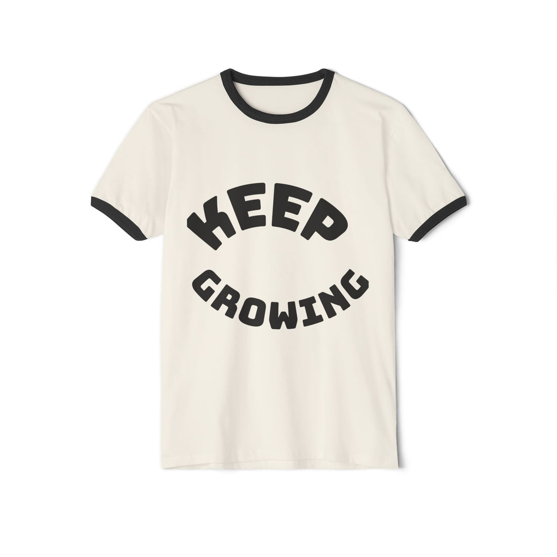 Keep Growing Unisex Cotton Ringer T-Shirt, Motivational Tee, Casual Wear, Gift for Nature Lovers, Inspirational Apparel