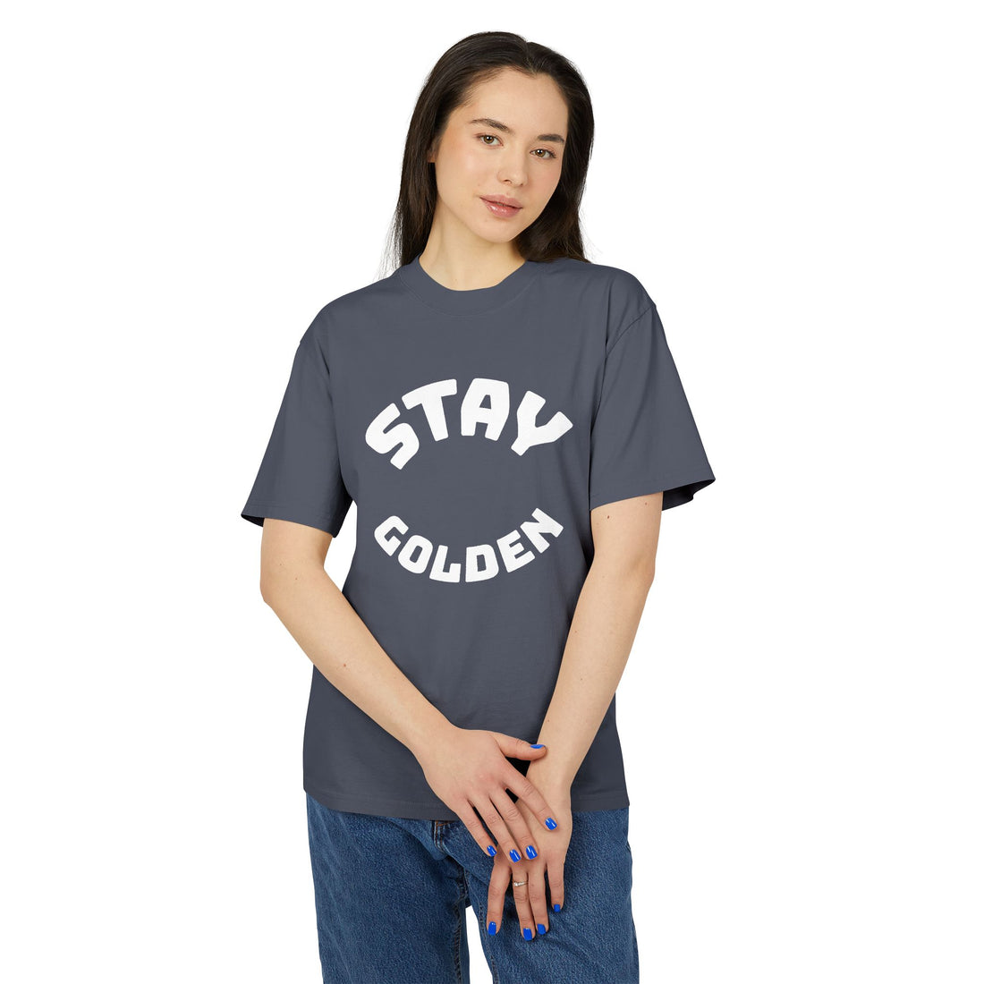 Stay Golden Unisex Heavy Faded Tee, Casual Graphic T-Shirt, Vintage Style Shirt, Gift for Friends, Everyday Wear, Comfortable Fashion