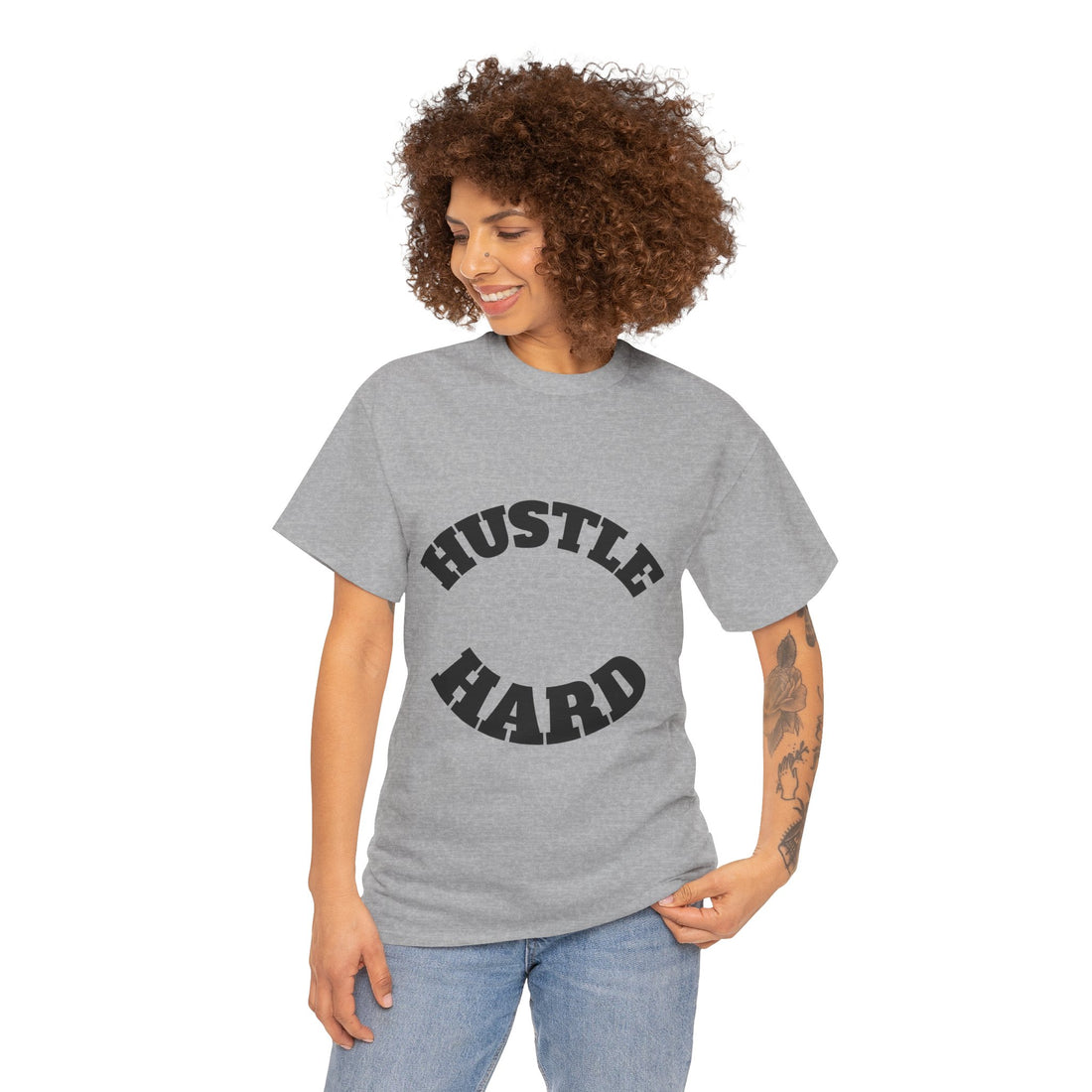 Hustle Hard Unisex Heavy Cotton Tee, Motivational Shirt, Gift for Entrepreneurs, Workout Apparel, Casual Style