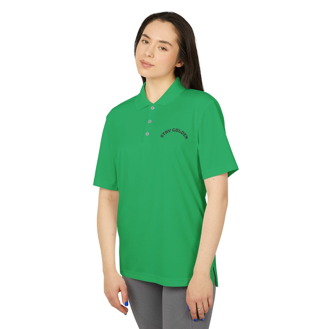 Performance Polo Shirt - Stay Golden | Unisex Athletic Wear, Sports Top, Activewear, Gift for Him, Golf Shirt