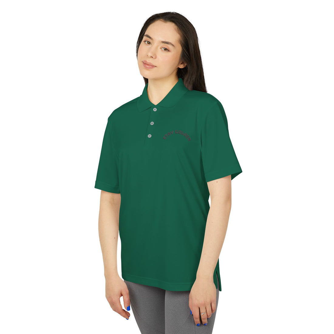Performance Polo Shirt - Stay Golden | Unisex Athletic Wear, Sports Top, Activewear, Gift for Him, Golf Shirt