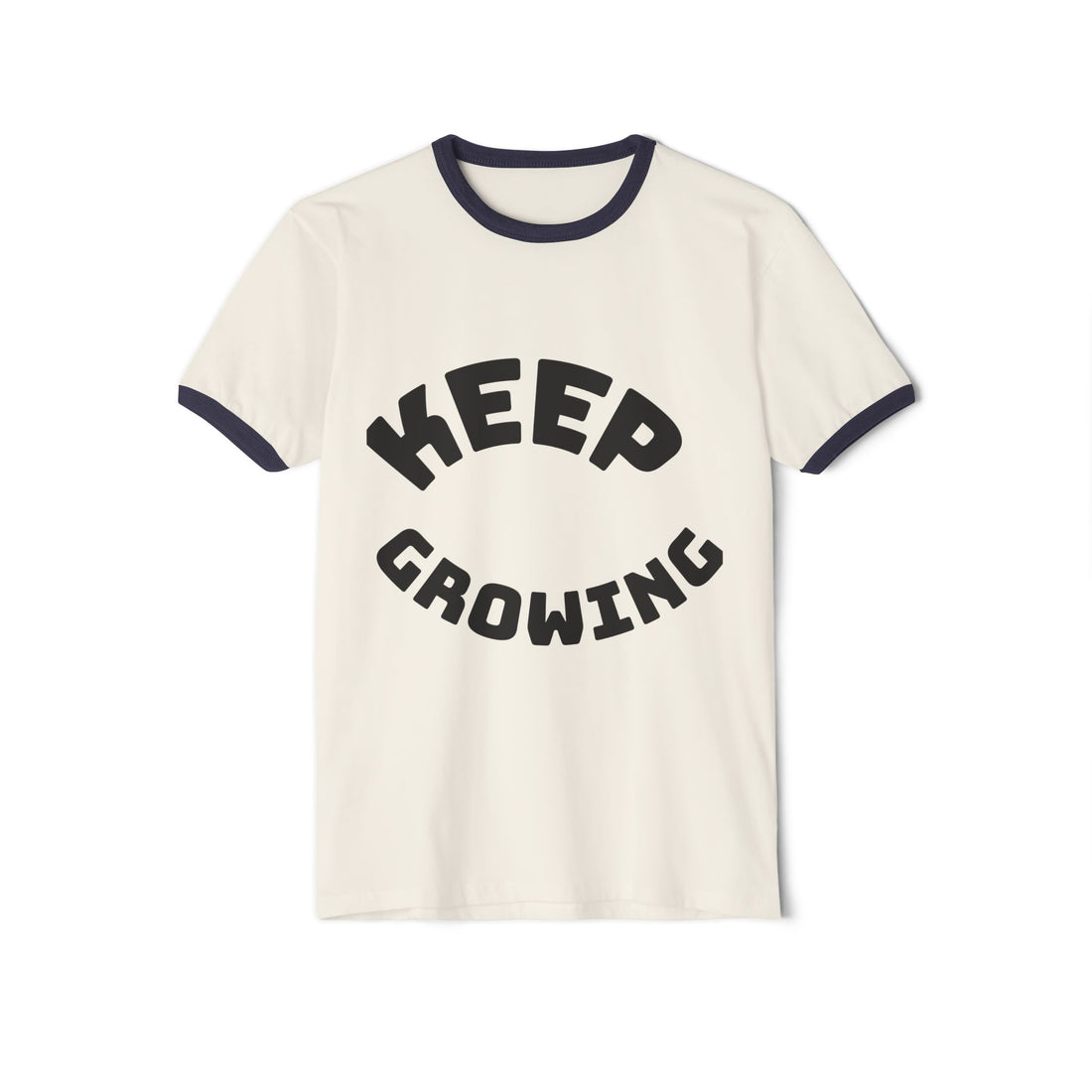 Keep Growing Unisex Cotton Ringer T-Shirt, Motivational Tee, Casual Wear, Gift for Nature Lovers, Inspirational Apparel