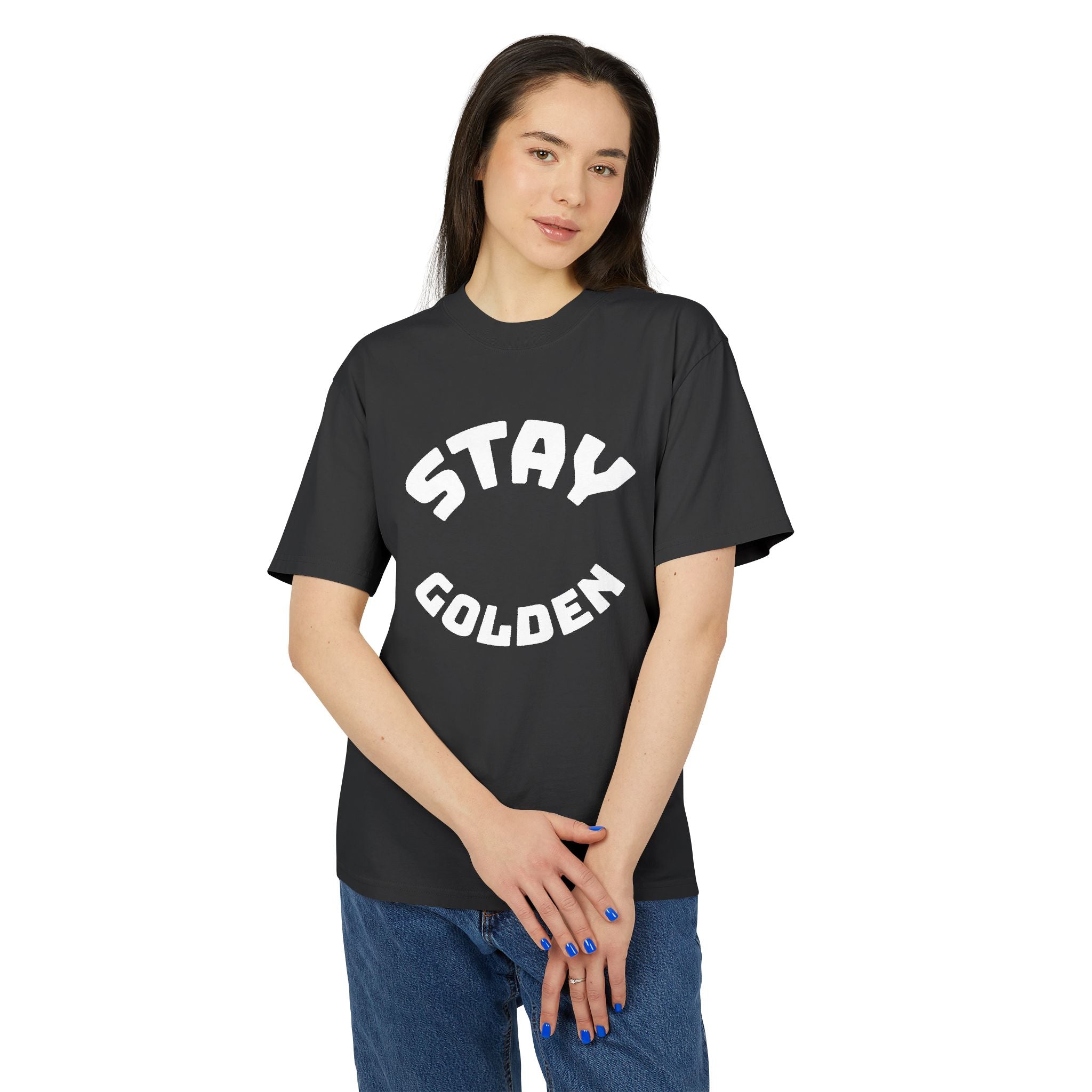 Stay Golden Unisex Heavy Faded Tee, Casual Graphic T-Shirt, Vintage Style Shirt, Gift for Friends, Everyday Wear, Comfortable Fashion
