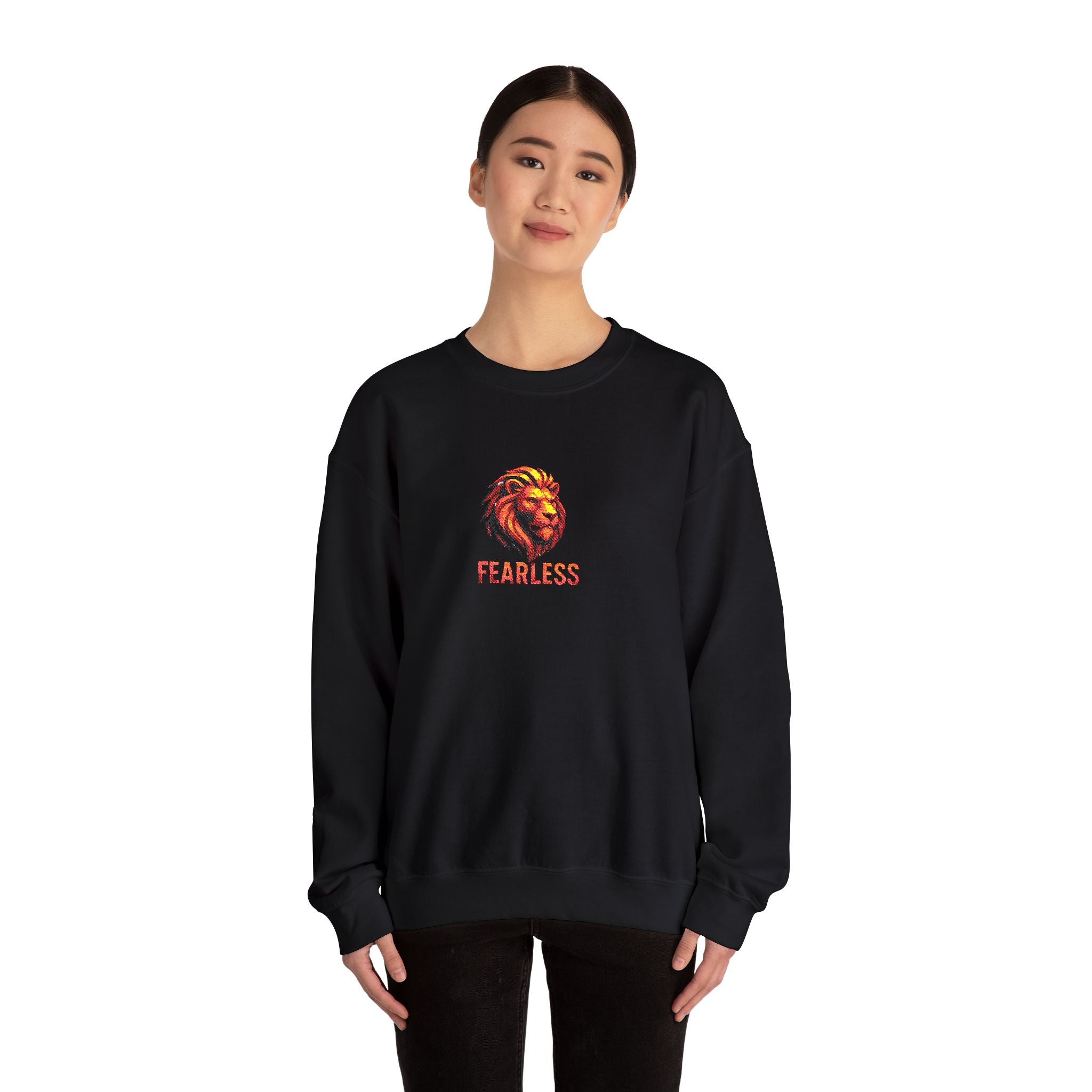 Unisex Fearless Lion Crewneck Sweatshirt – Bold Watercolor Lion Graphic