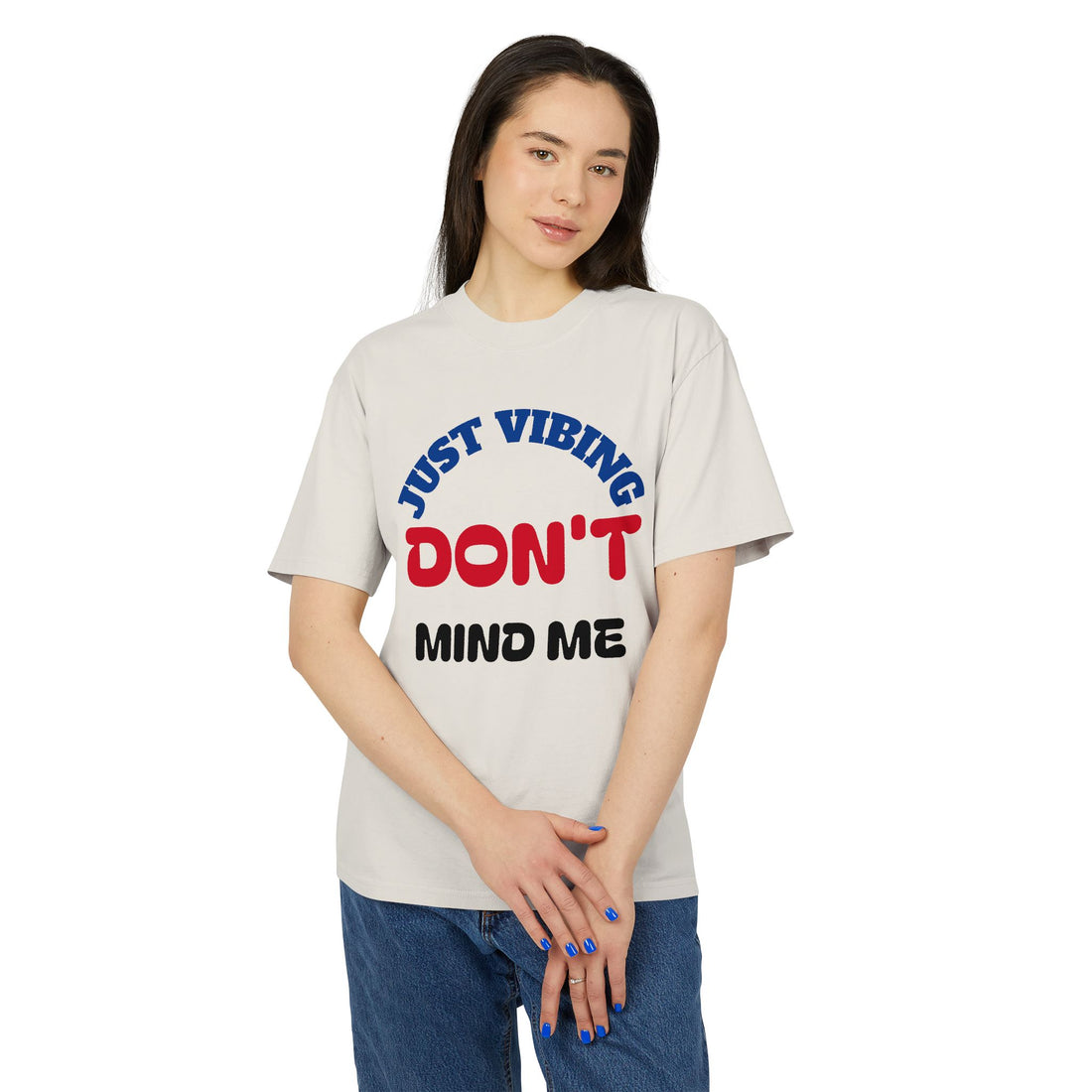 Just Vibing Unisex Heavy Faded Tee, Casual Graphic Shirt, Relaxed Fit Top, Trendy Gift for Friends, Everyday Wear, Summer Fashion