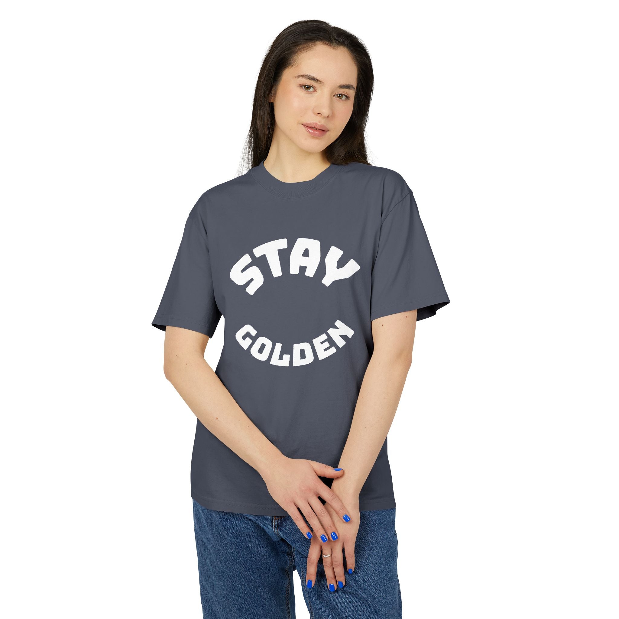 Stay Golden Unisex Heavy Faded Tee, Casual Graphic T-Shirt, Vintage Style Shirt, Gift for Friends, Everyday Wear, Comfortable Fashion