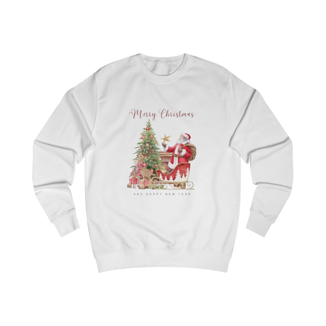 Christmas Santa Sleigh Sweatshirt — Merry Christmas Tree Holiday Crewneck