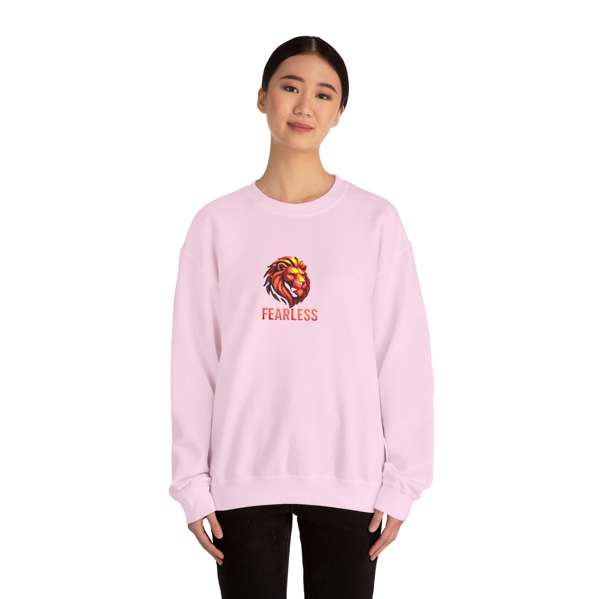 Unisex Fearless Lion Crewneck Sweatshirt – Bold Watercolor Lion Graphic