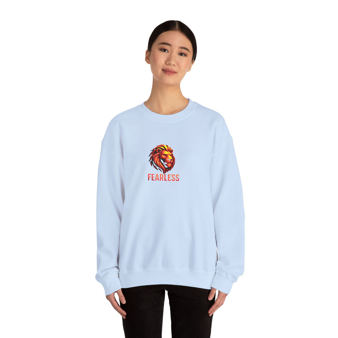 Unisex Fearless Lion Crewneck Sweatshirt – Bold Watercolor Lion Graphic