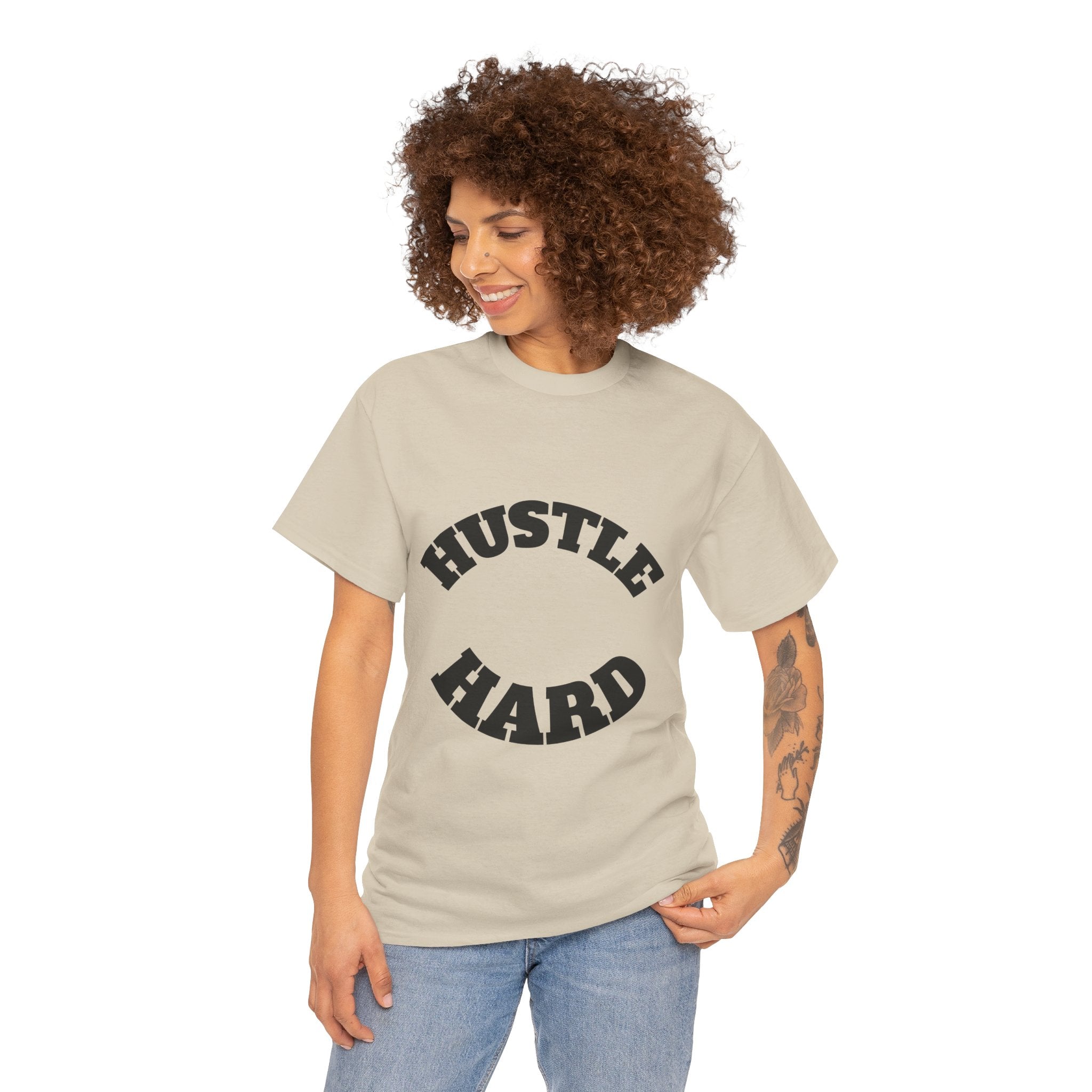 Hustle Hard Unisex Heavy Cotton Tee, Motivational Shirt, Gift for Entrepreneurs, Workout Apparel, Casual Style