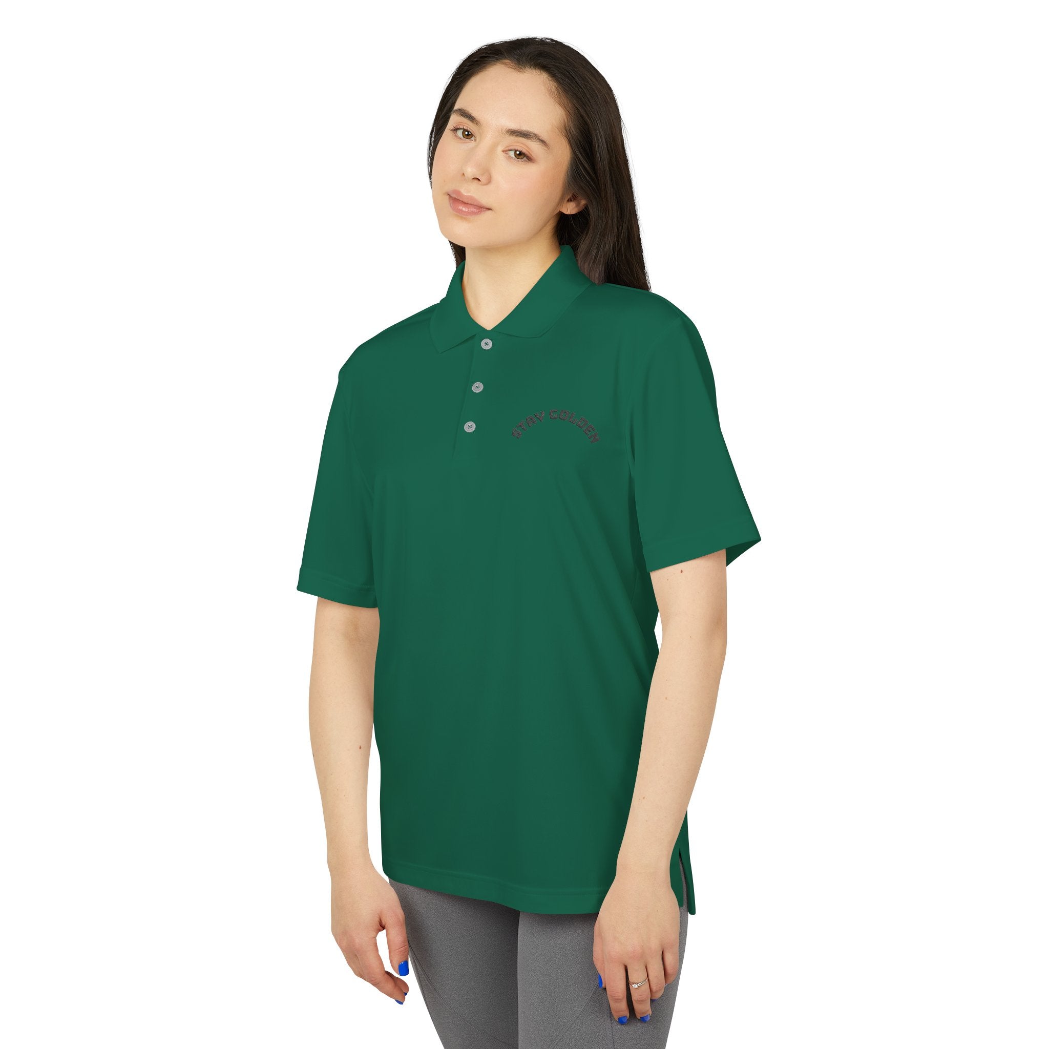 Performance Polo Shirt - Stay Golden | Unisex Athletic Wear, Sports Top, Activewear, Gift for Him, Golf Shirt