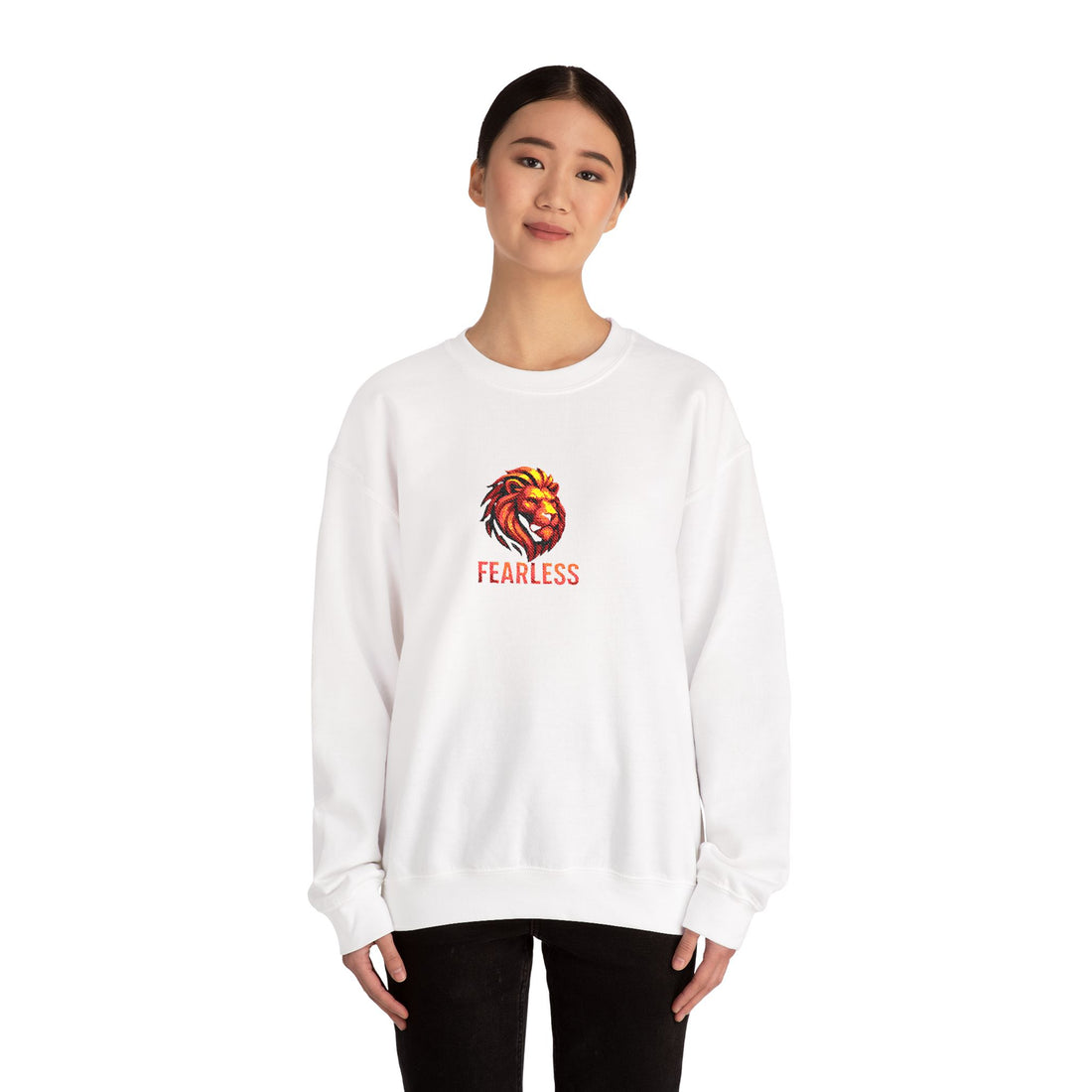 Unisex Fearless Lion Crewneck Sweatshirt – Bold Watercolor Lion Graphic
