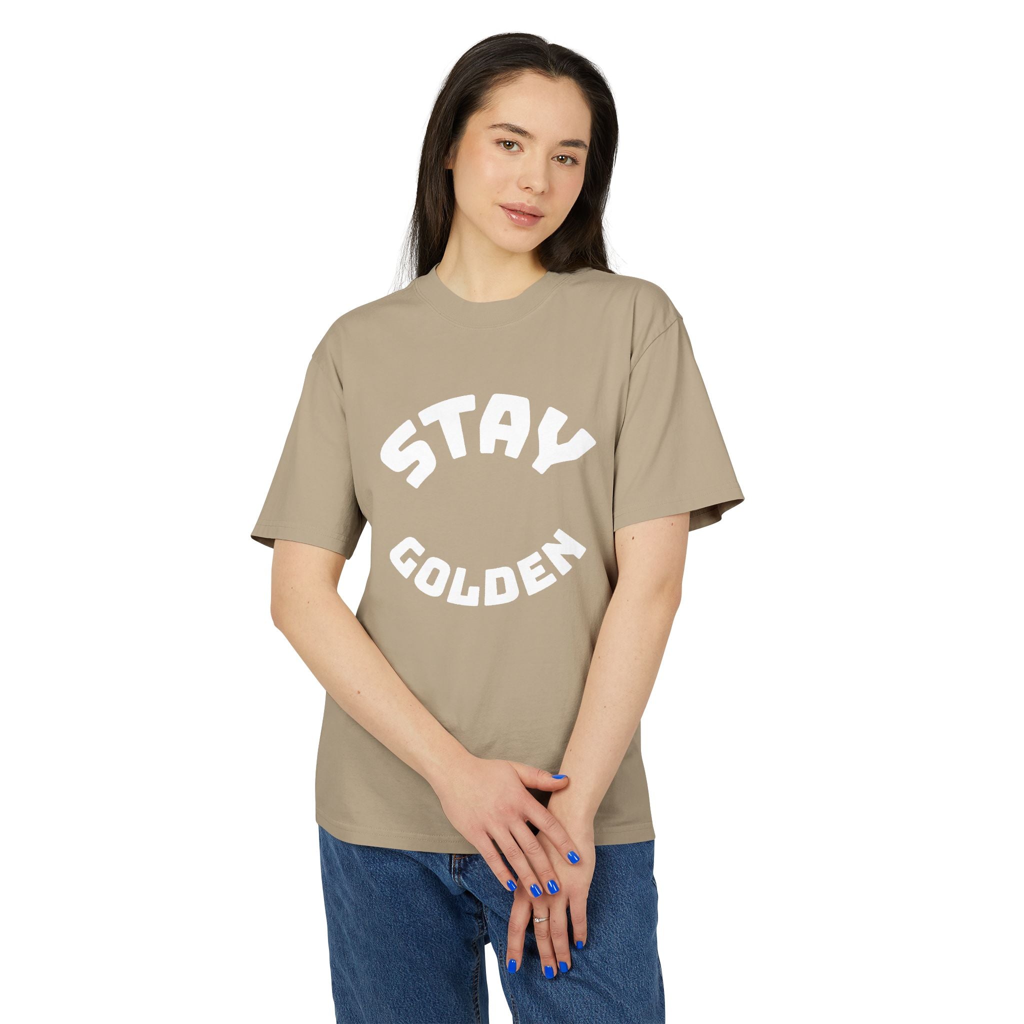 Stay Golden Unisex Heavy Faded Tee, Casual Graphic T-Shirt, Vintage Style Shirt, Gift for Friends, Everyday Wear, Comfortable Fashion