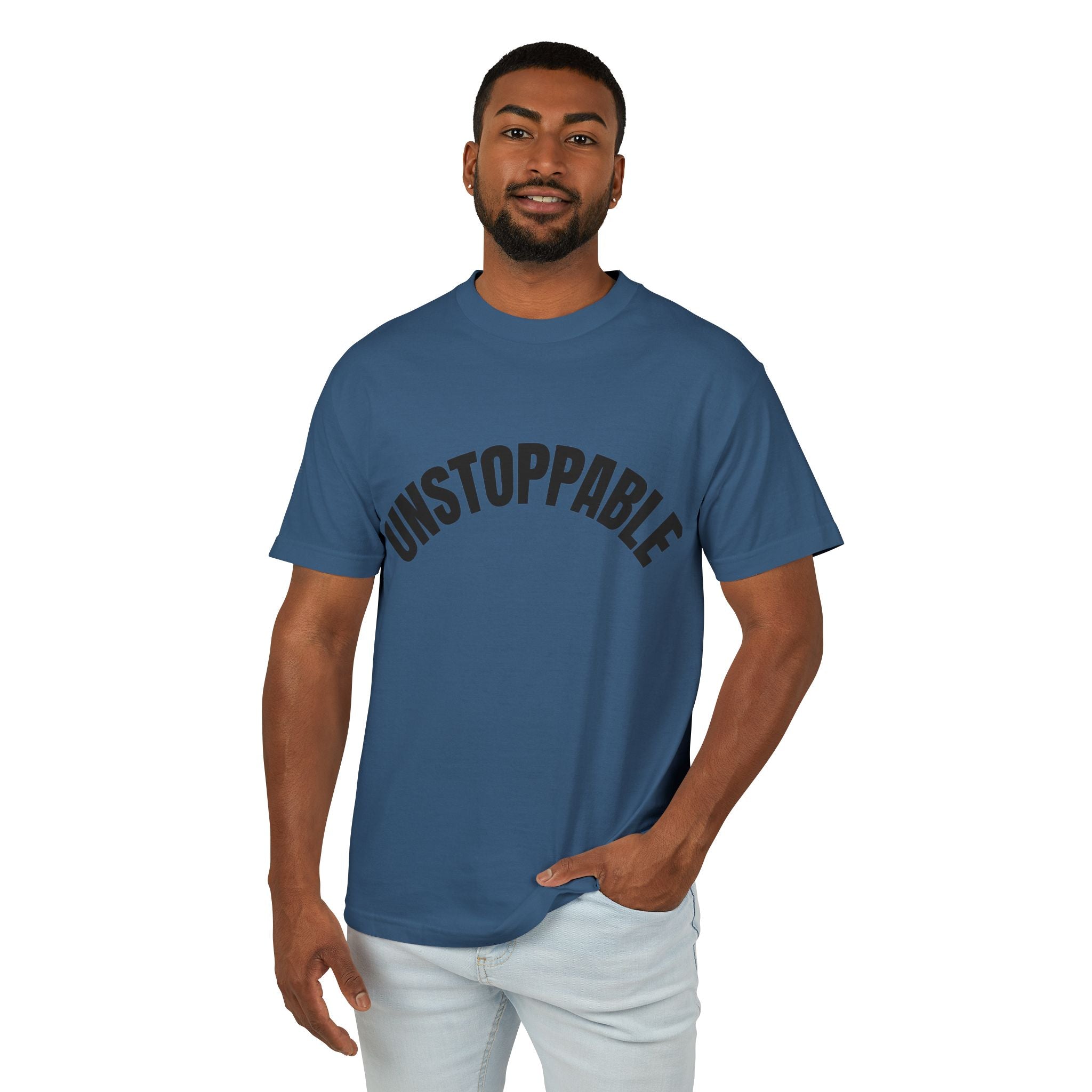 Unstoppable Garment-Dyed Heavyweight Tee, Motivational T-Shirt, Casual Wear, Gift for Him/Her, Positive Affirmation Shirt