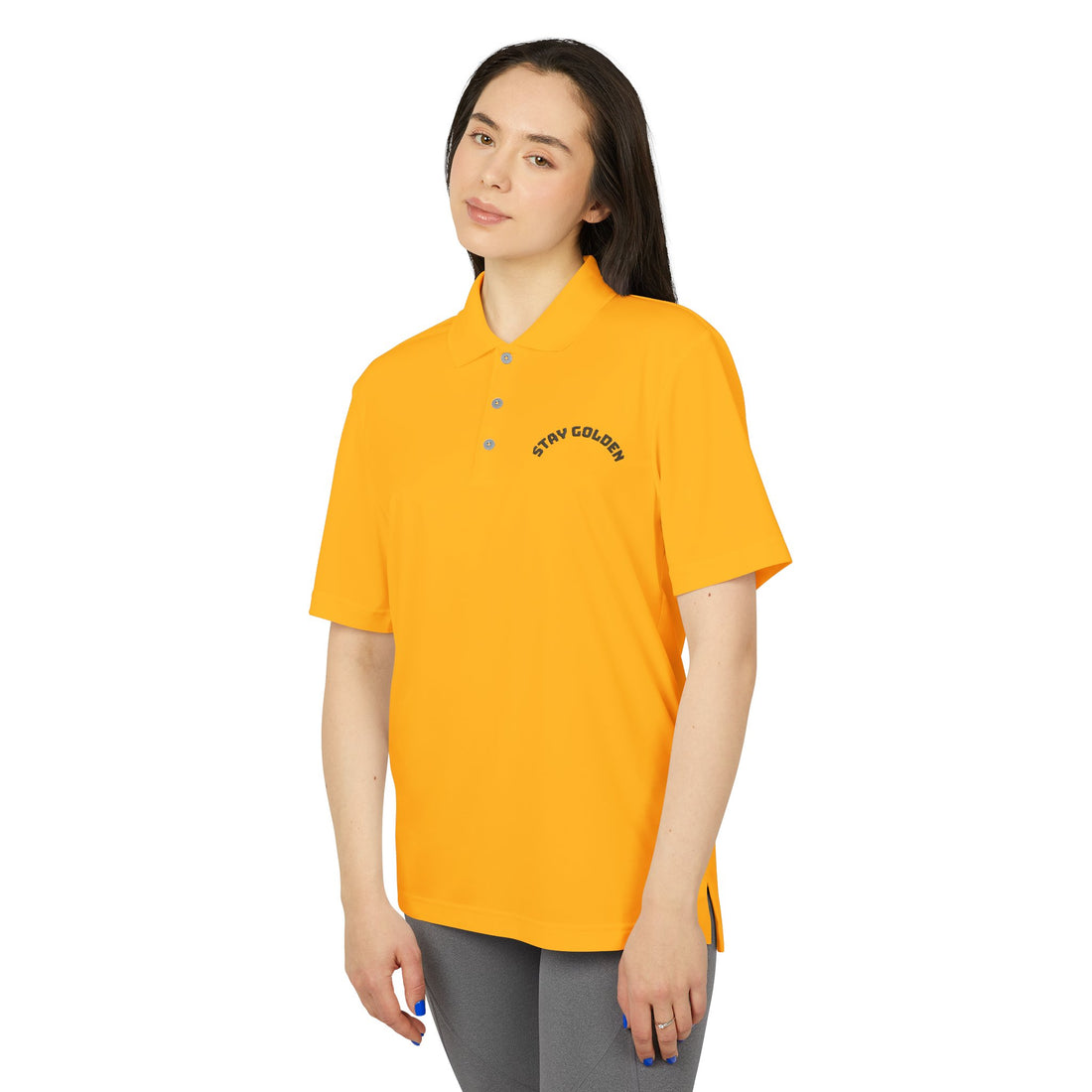 Performance Polo Shirt - Stay Golden | Unisex Athletic Wear, Sports Top, Activewear, Gift for Him, Golf Shirt