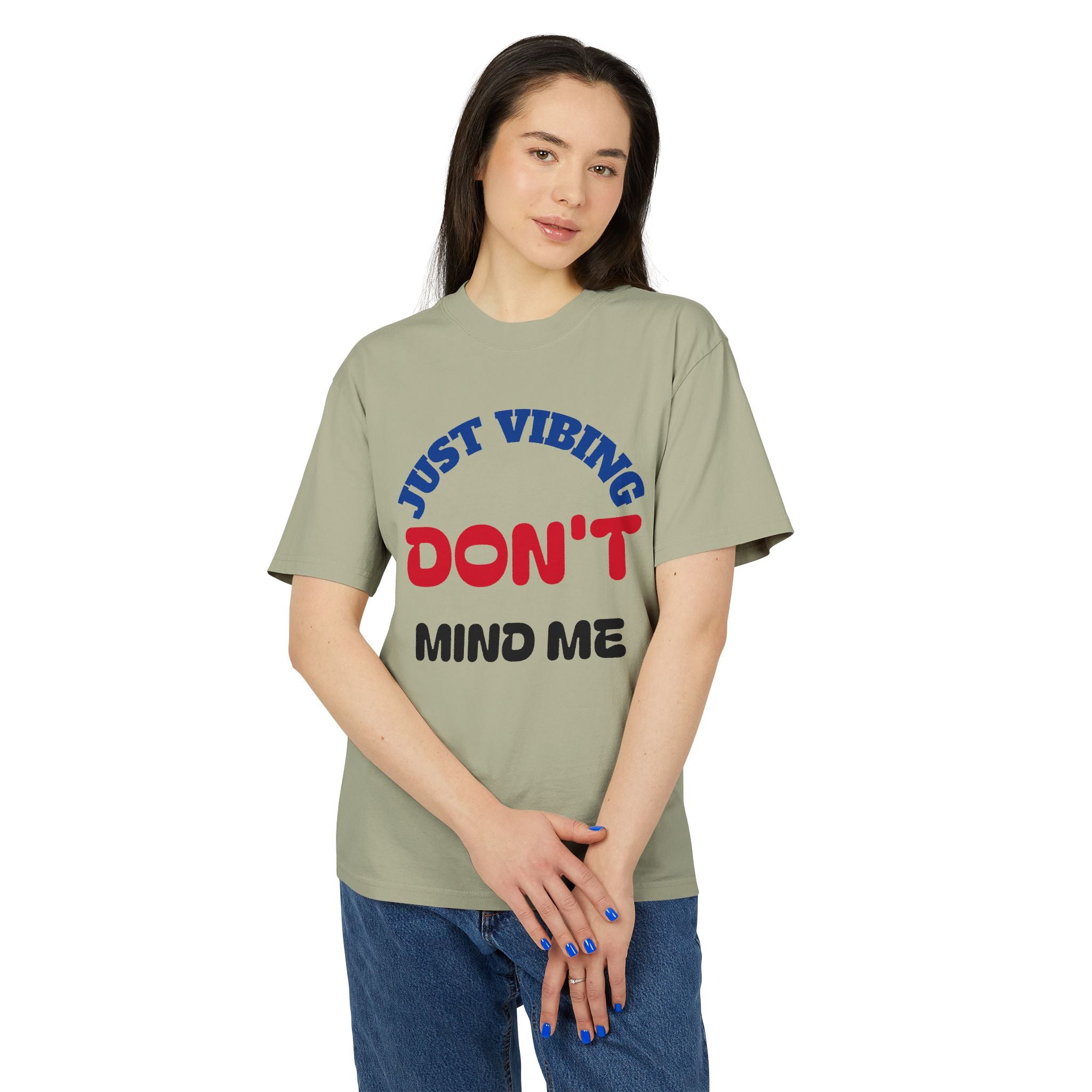 Just Vibing Unisex Heavy Faded Tee, Casual Graphic Shirt, Relaxed Fit Top, Trendy Gift for Friends, Everyday Wear, Summer Fashion