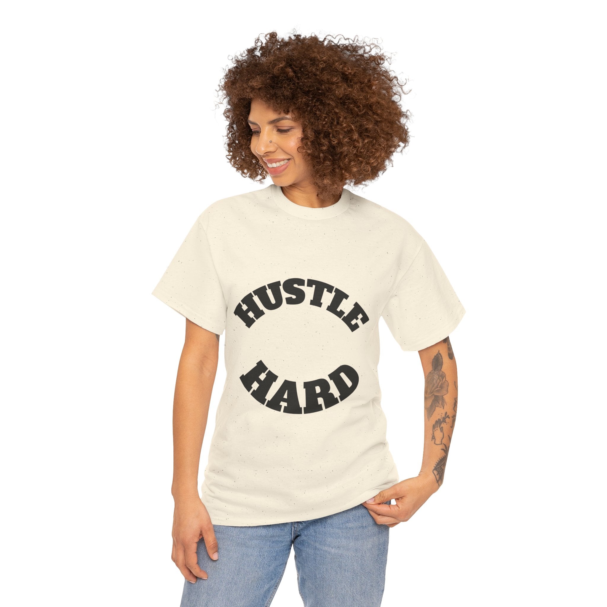 Hustle Hard Unisex Heavy Cotton Tee, Motivational Shirt, Gift for Entrepreneurs, Workout Apparel, Casual Style