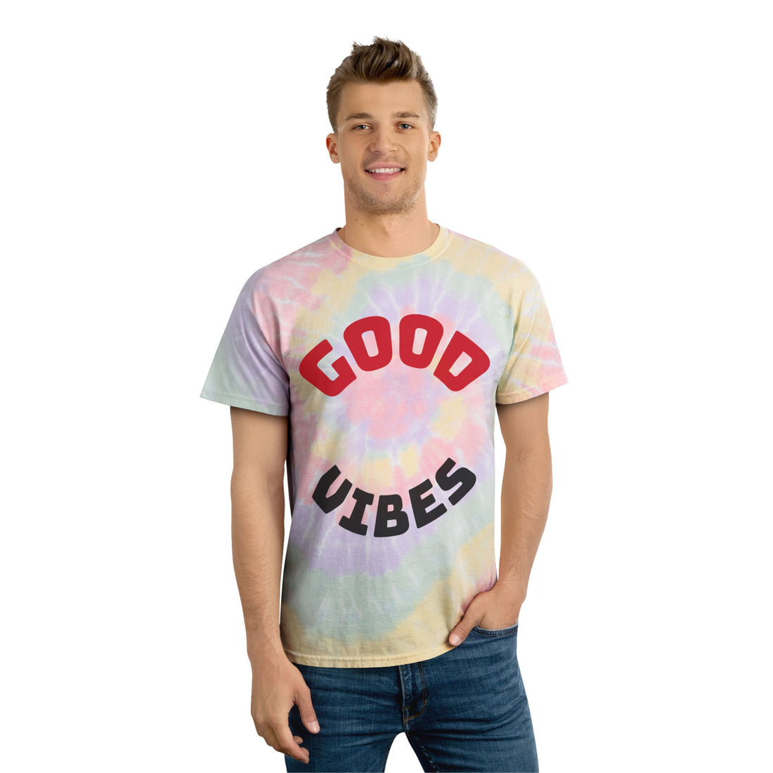 Spiral Tie-Dye Tee - Good Vibes T-Shirt, Summer Fashion, Festival Wear, Gift for Friends, Boho Style