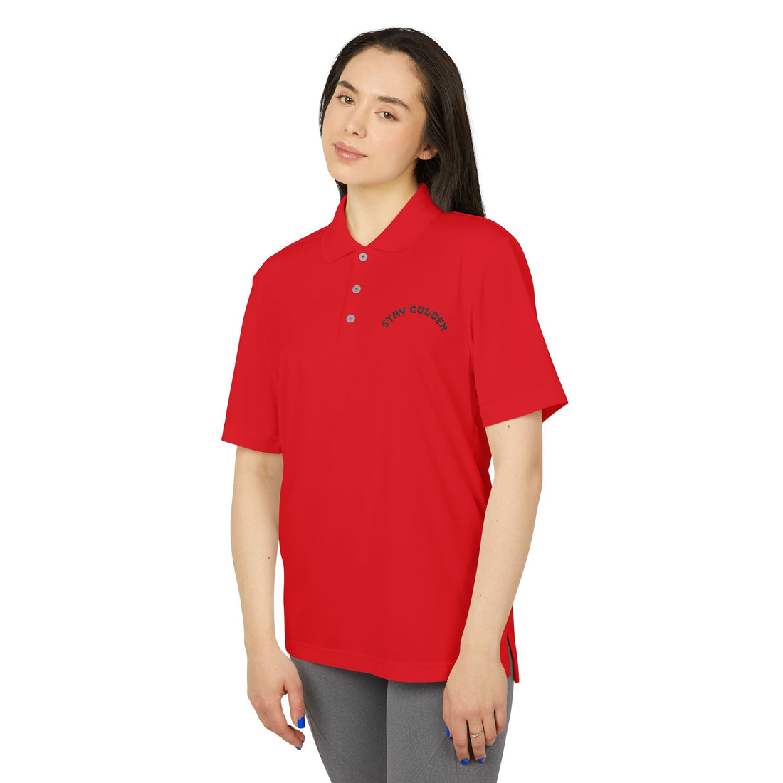 Performance Polo Shirt - Stay Golden | Unisex Athletic Wear, Sports Top, Activewear, Gift for Him, Golf Shirt